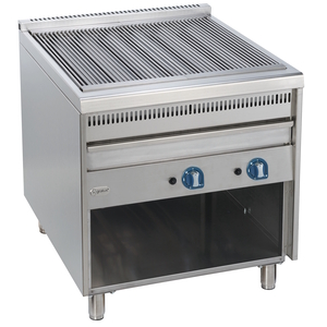 Gas countertop water grill with cabinet